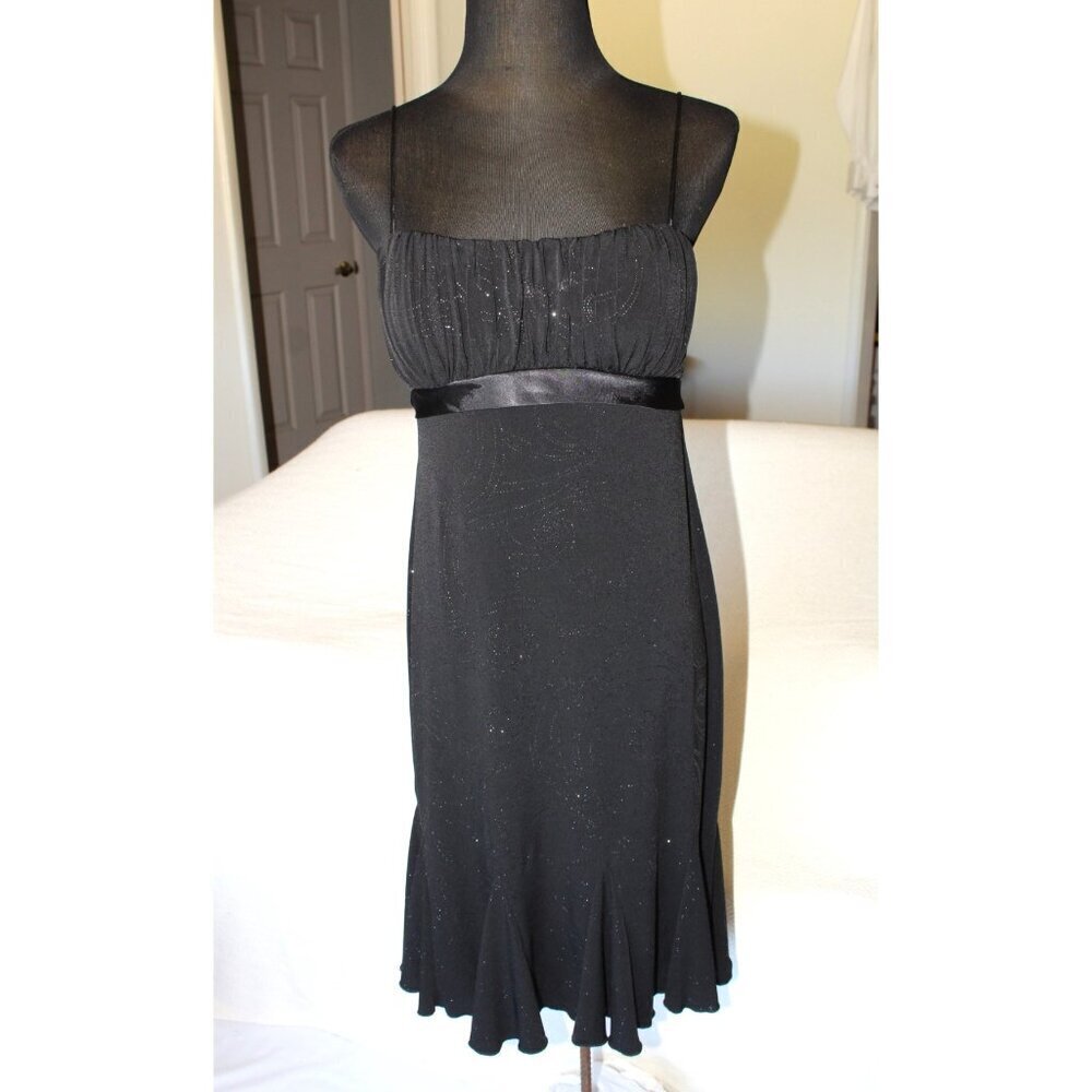 Vintage Babydoll Black midi Dress Size 6 Strappy Y2K Whimsigoth Sparkly Party